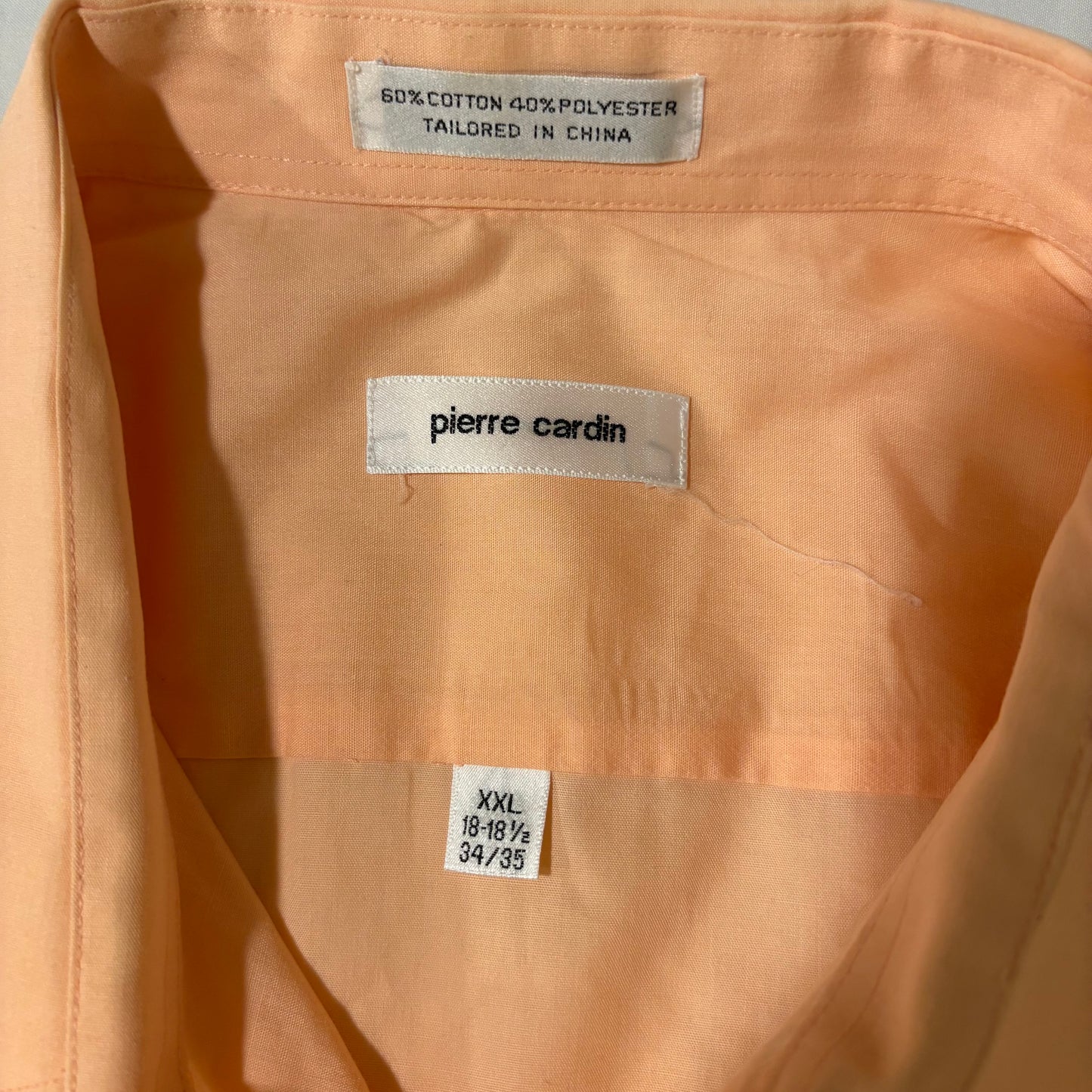 Pierre Cardin Dress Shirt XXL Peach Long Sleeve Button Front 18-18.5 34/35