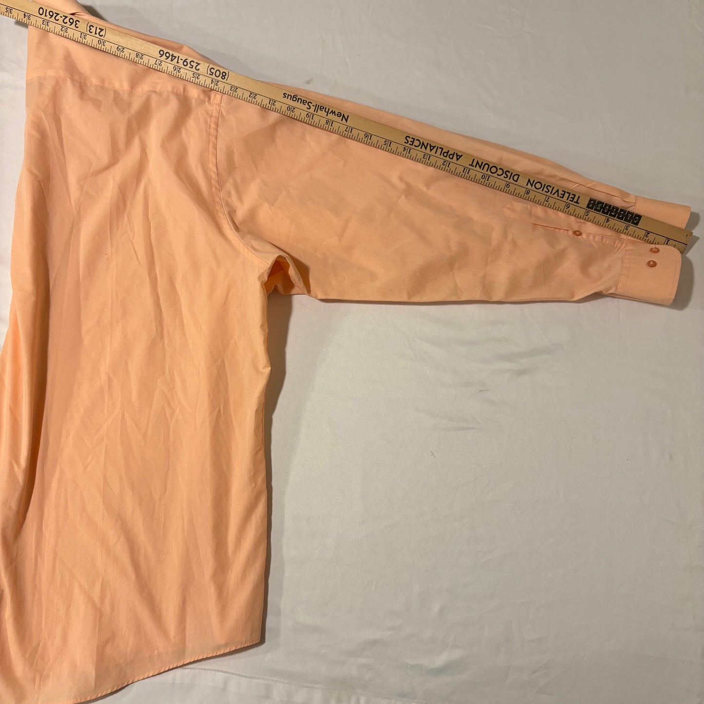 Pierre Cardin Dress Shirt XXL Peach Long Sleeve Button Front 18-18.5 34/35
