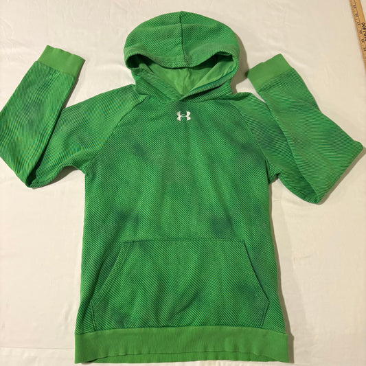 Under Armour Youth XL Green Hoodie Pullover Striped Fleece Kangaroo Pocket