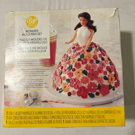 Vintage Wilton Wonder Mold Cake Pan Set w/ Doll Pick Princess Dress Pan