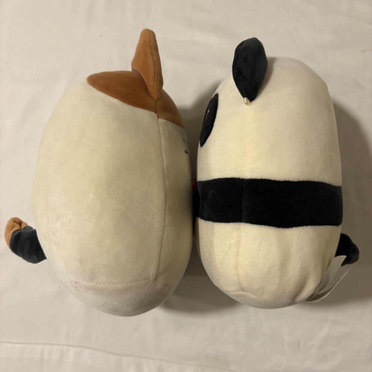 Adorable Lot of 2 Plush Toys – Calico Cat & Panda with Fries – Soft & Cuddly – 10” Tall
