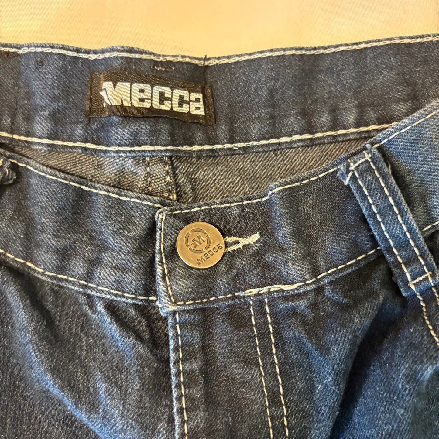 Mecca Jeans Mens 30x30 Blue Distressed Straight Leg Denim Vintage Y2K Style