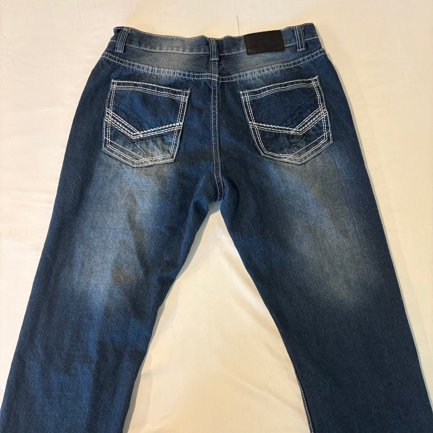 Mecca Jeans Mens 30x30 Blue Distressed Straight Leg Denim Vintage Y2K Style