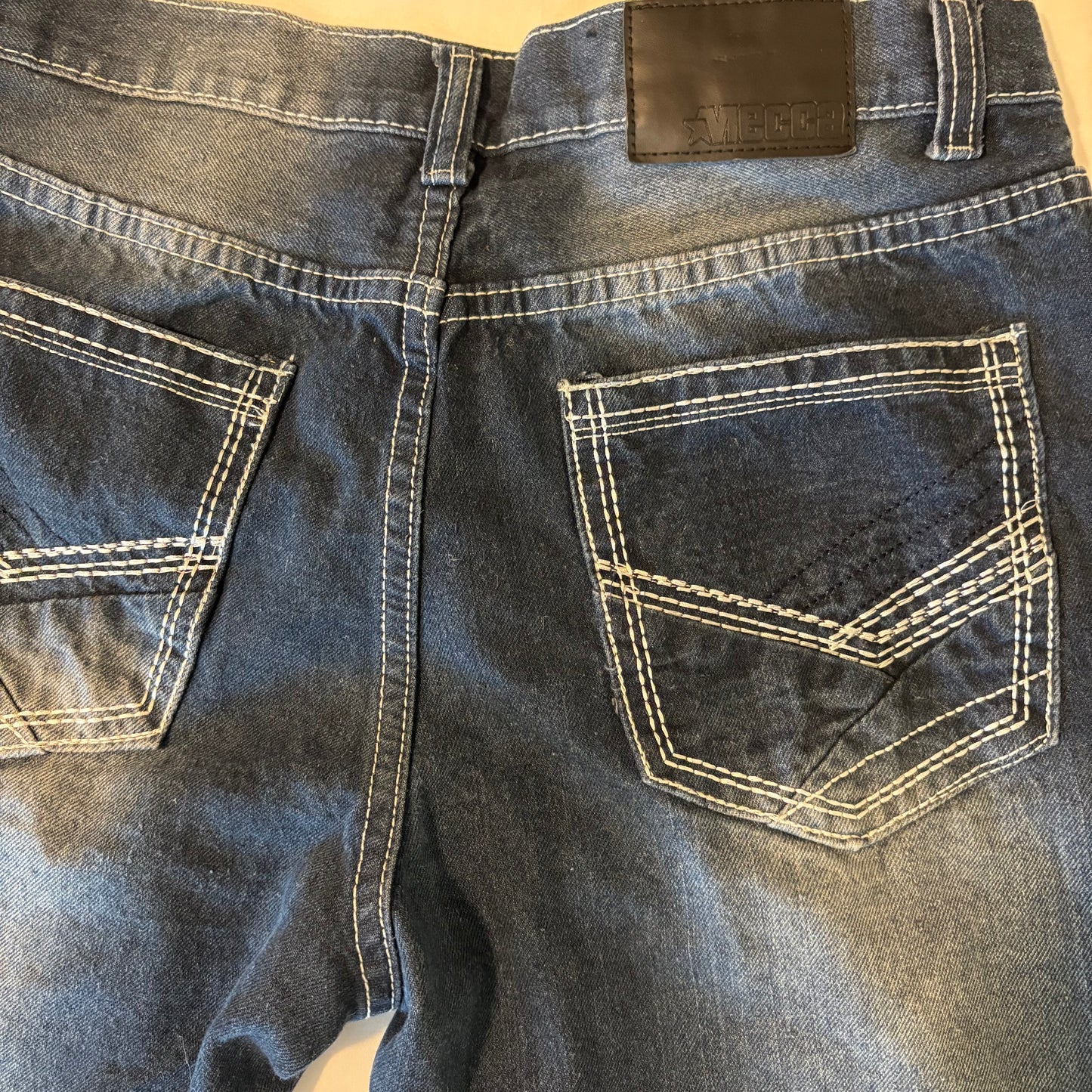 Mecca Jeans Mens 30x30 Blue Distressed Straight Leg Denim Vintage Y2K Style