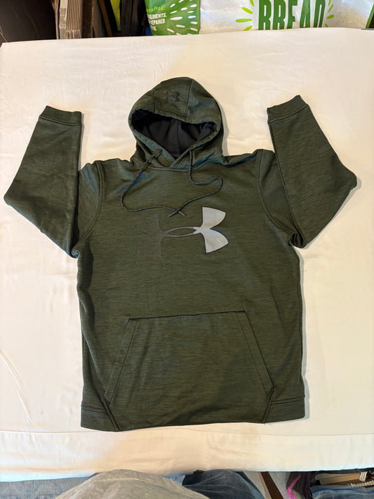 Under Armour ColdGear Hoodie Green Men’s Size M Loose Fit Logo Pullover