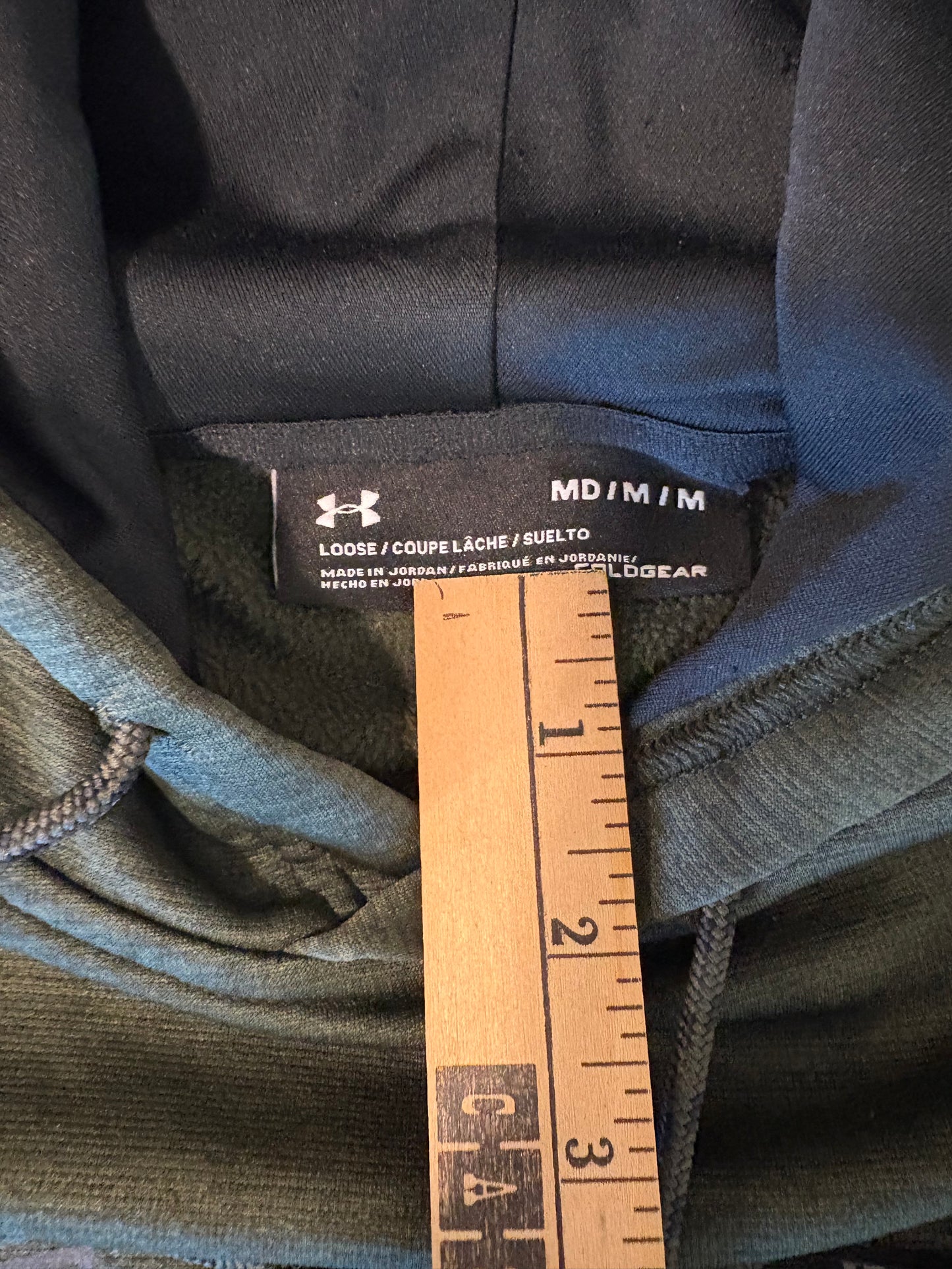 Under Armour ColdGear Hoodie Green Men’s Size M Loose Fit Logo Pullover