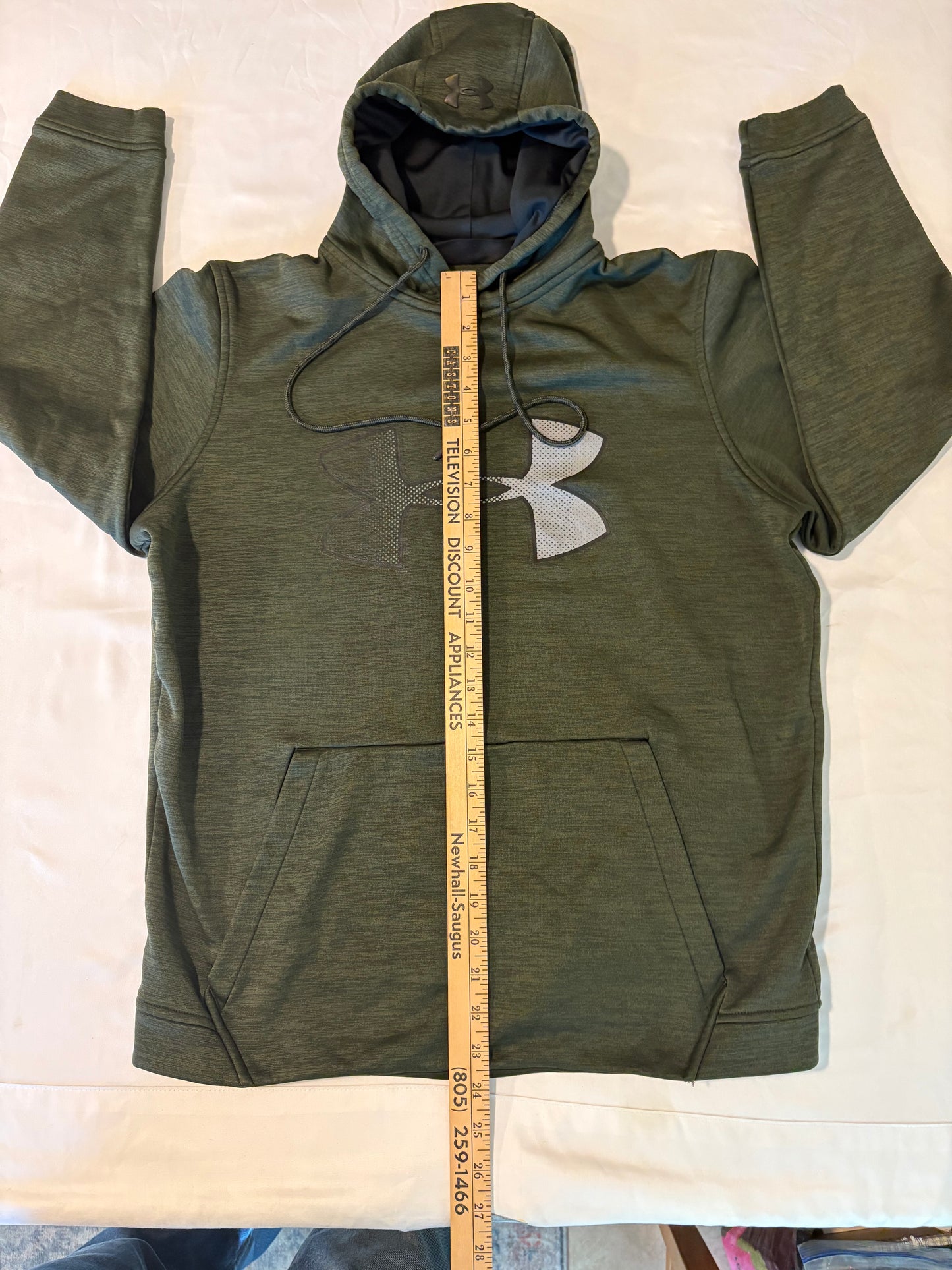 Under Armour ColdGear Hoodie Green Men’s Size M Loose Fit Logo Pullover