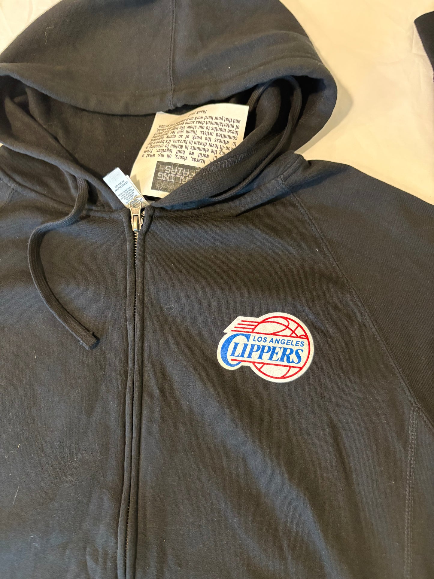 Vintage LA Clippers Lob City Hoodie Large Black Zip Up Sweatshirt NBA Gear