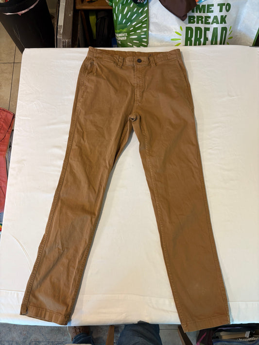 George Slim Straight Men’s Khaki Pants Brown Stretch 32x32 Casual Chinos
