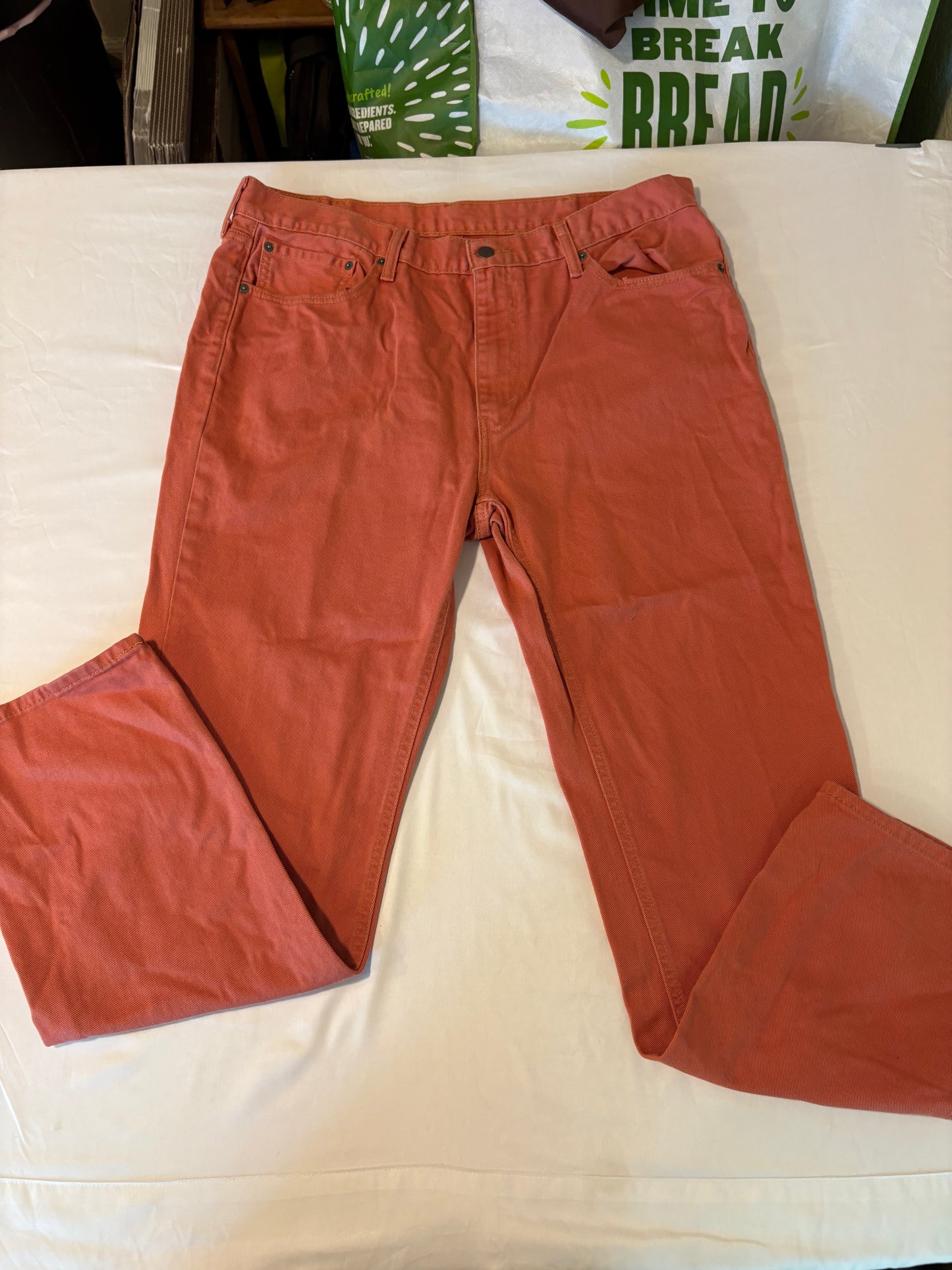 Levi’s 541 Athletic Fit Jeans 38x34 Coral Red Stretch Denim Straight Leg