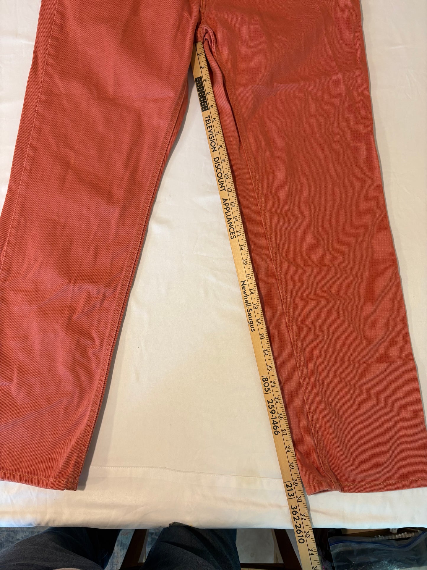 Levi’s 541 Athletic Fit Jeans 38x34 Coral Red Stretch Denim Straight Leg