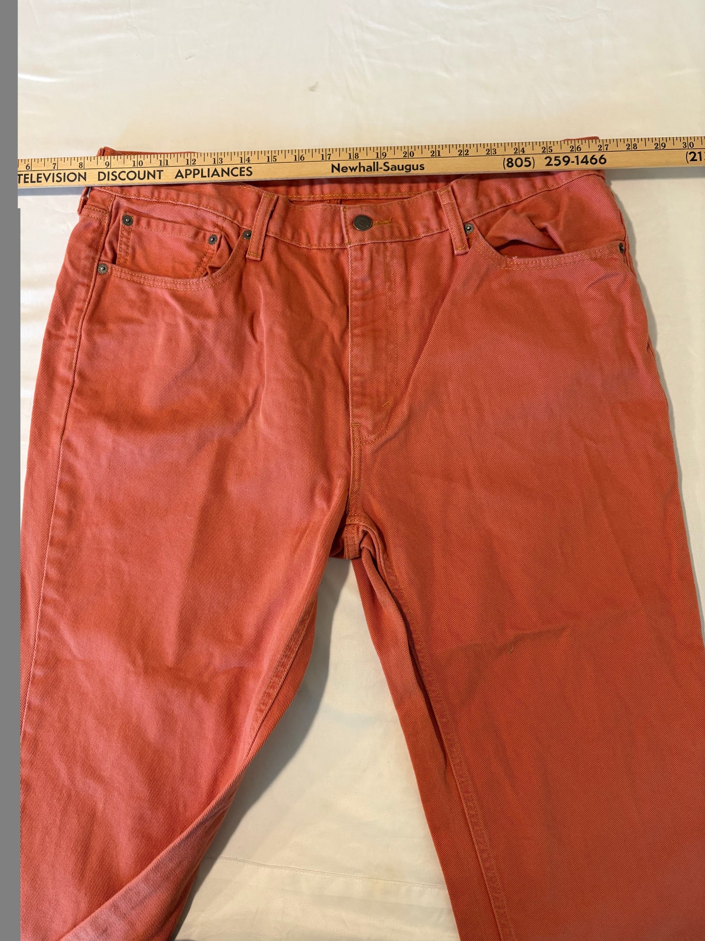 Levi’s 541 Athletic Fit Jeans 38x34 Coral Red Stretch Denim Straight Leg
