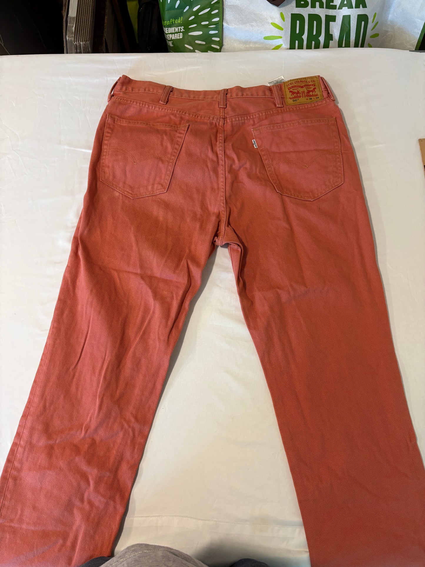 Levi’s 541 Athletic Fit Jeans 38x34 Coral Red Stretch Denim Straight Leg