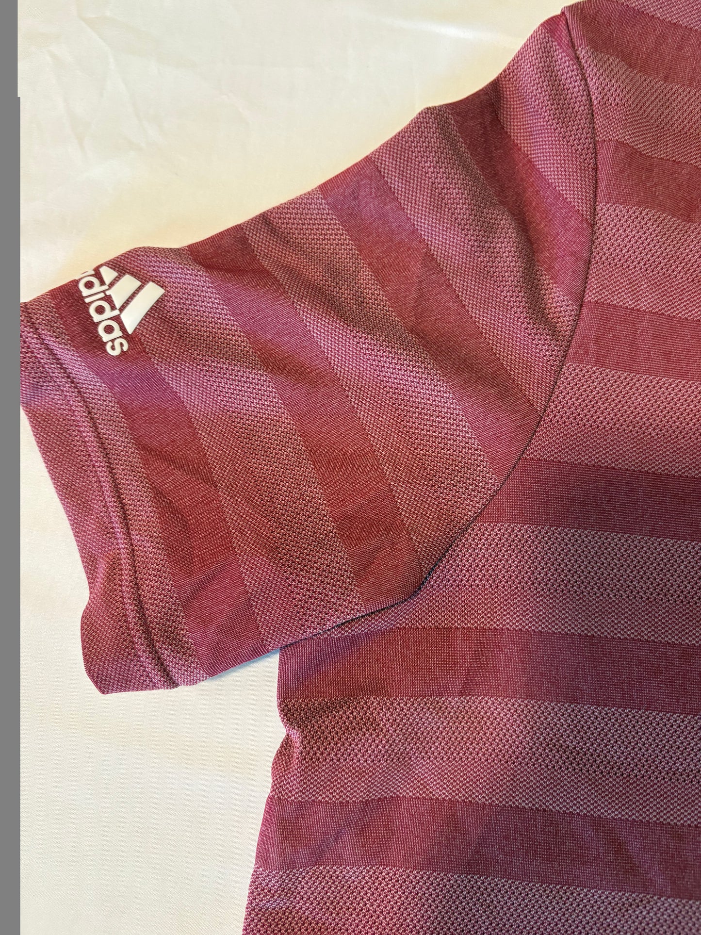 Adidas Golf Polo Shirt XL Red Striped Aeroready Performance Athletic Fit