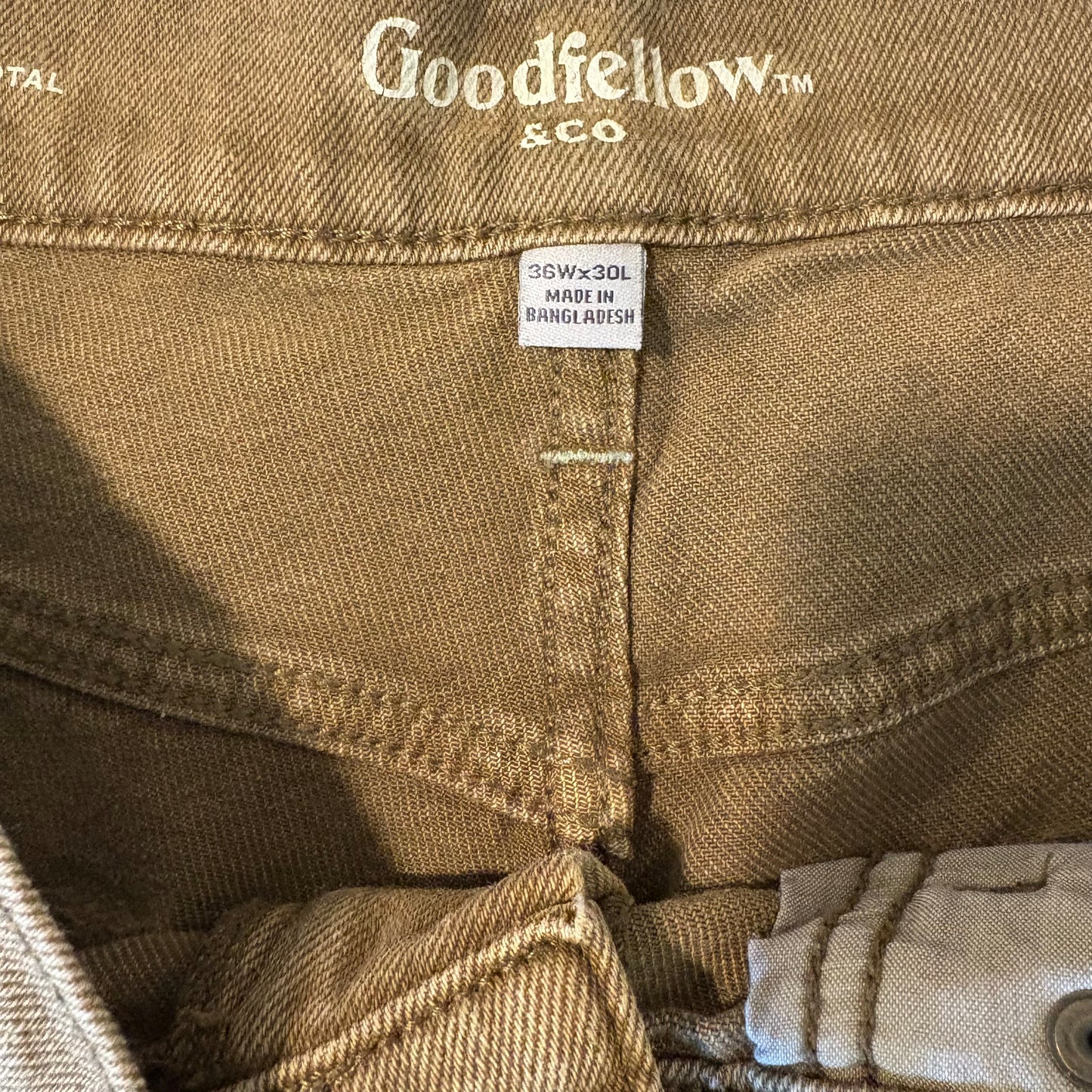 Goodfellow & Co Men’s Slim Fit Stretch Jeans 36x30 Tan Brown Denim Pants