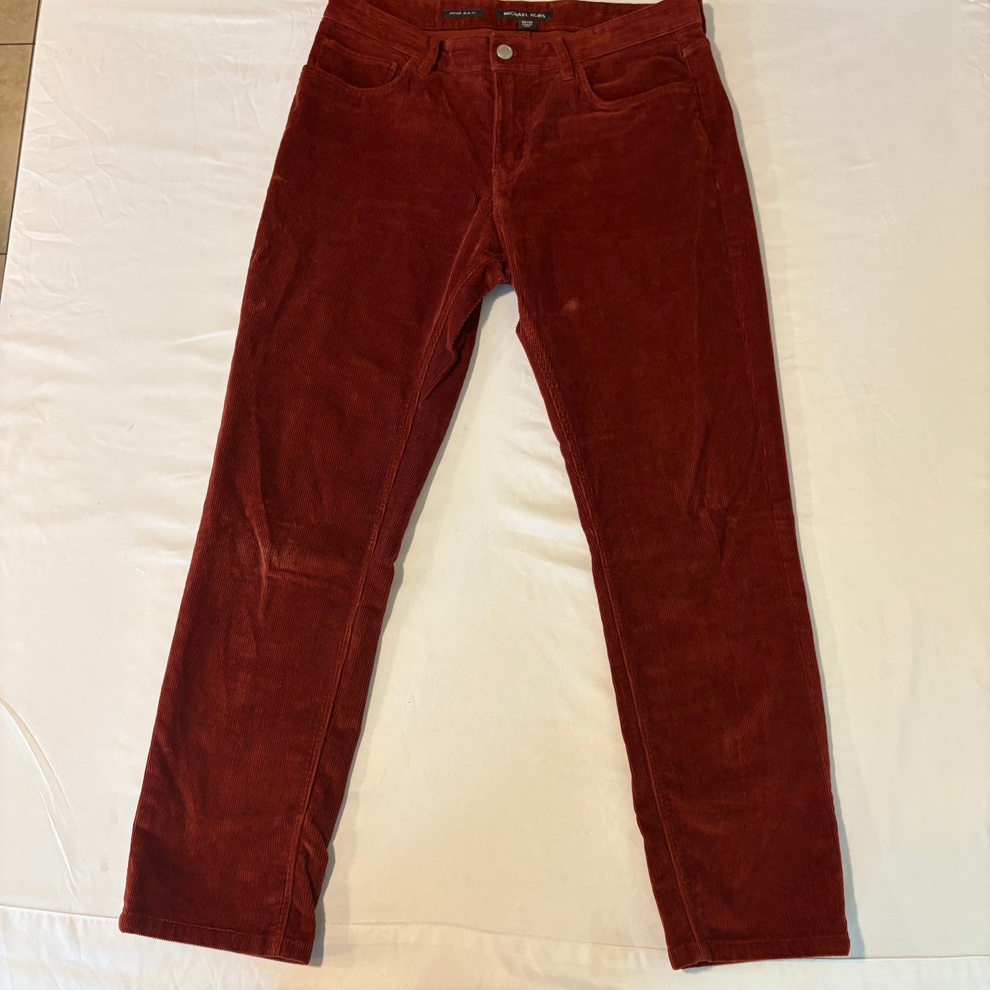 Michael Kors Parker Slim Fit Corduroy Pants Red 30x32 Men’s Fall Casual Wear