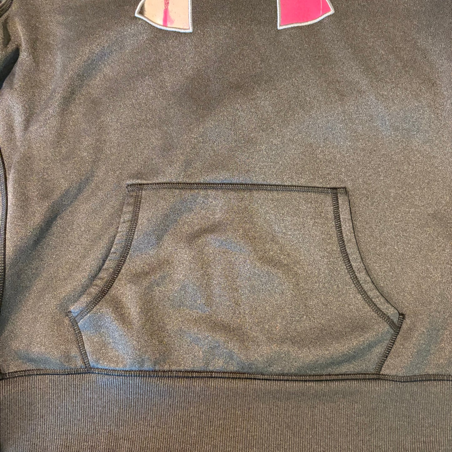 Under Armour Women’s Hoodie Pink Logo Gray Fleece Lined Size M Pullover