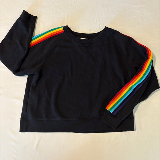 Arizona Jean Co Rainbow Stripe Sleeve Black Pullover Sweatshirt Women’s L
