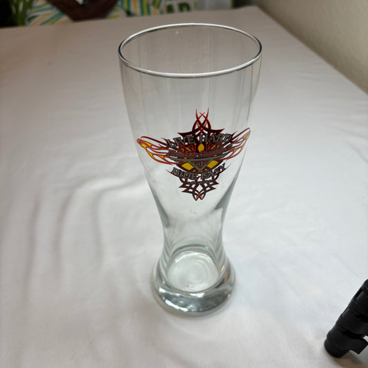 Harley-Davidson Live Hard Ride Easy Cafe Pilsner Glass 9" Flame Logo Barware