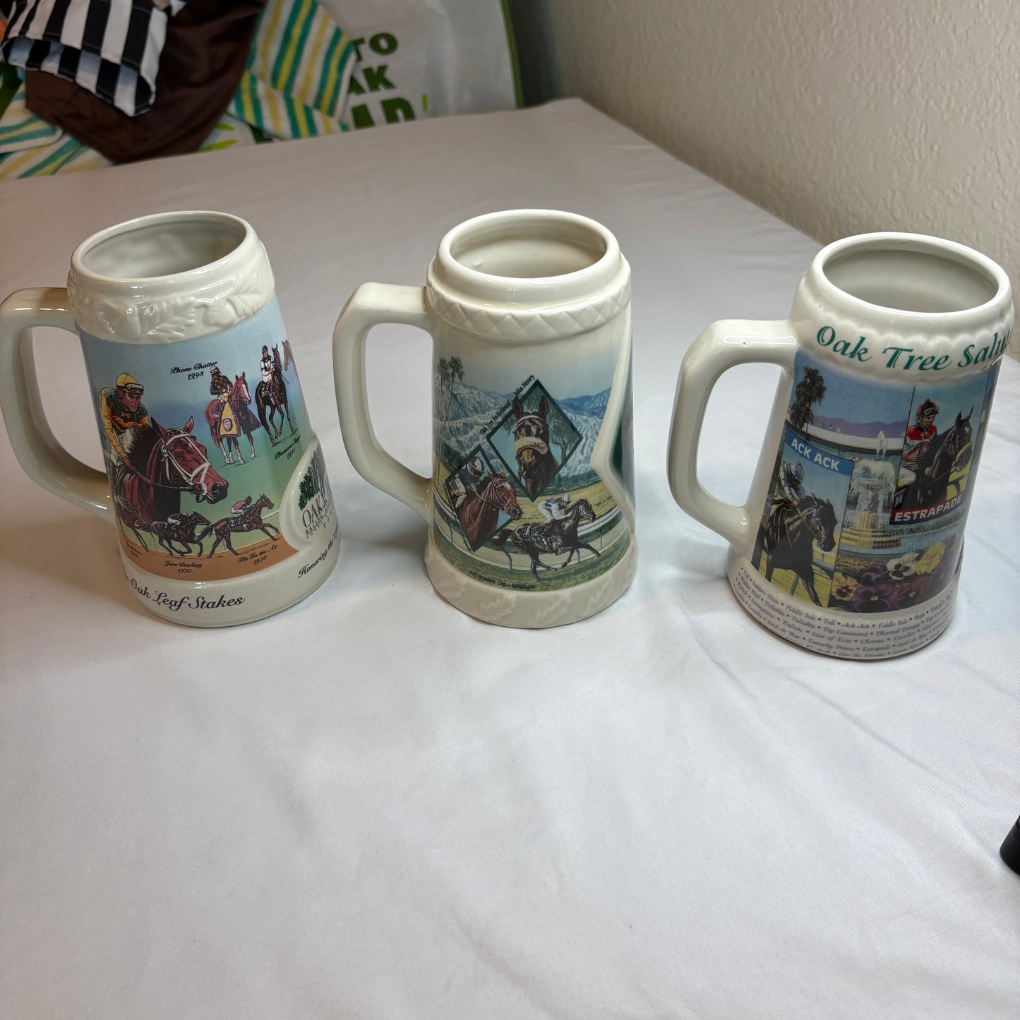 Lot of 3 Oak Tree Racing Association Limited Edition Ceramic Beer Steins Santa Anita