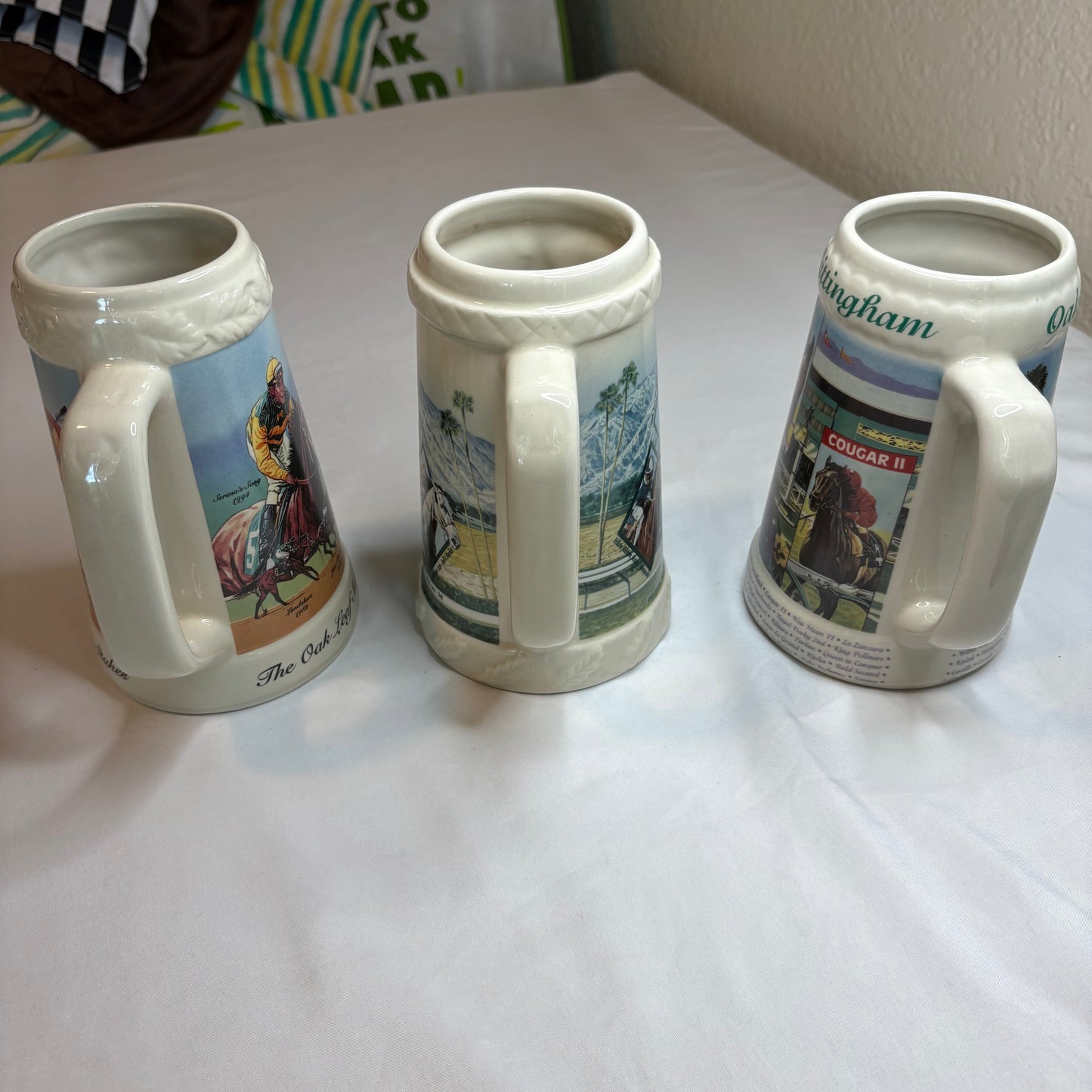Lot of 3 Oak Tree Racing Association Limited Edition Ceramic Beer Steins Santa Anita