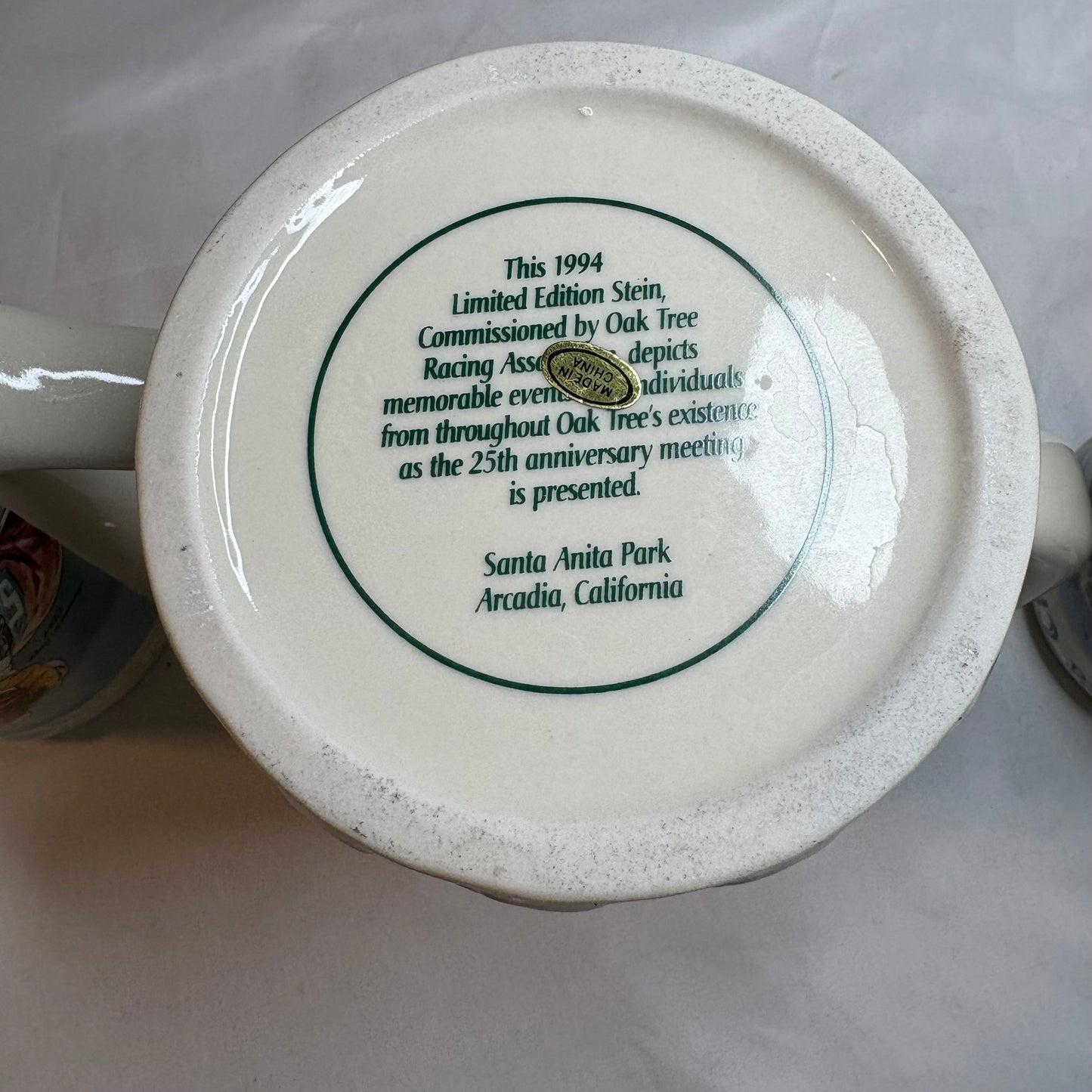 Lot of 3 Oak Tree Racing Association Limited Edition Ceramic Beer Steins Santa Anita