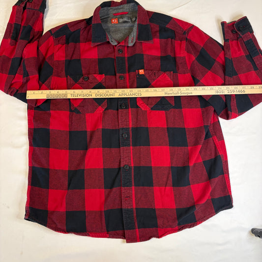 American Outdoorsman Men’s Red Plaid Button Up Shirt XL Long Sleeve Outdoor Casual
