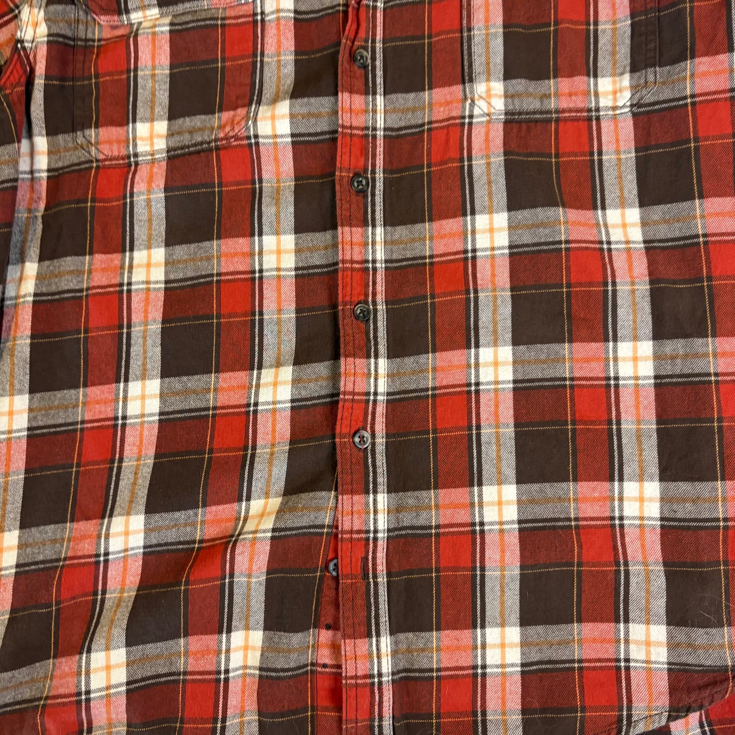 Faded Glory Men's Plaid Button Up Shirt Size 2XL Red Gray Long Sleeve Casual