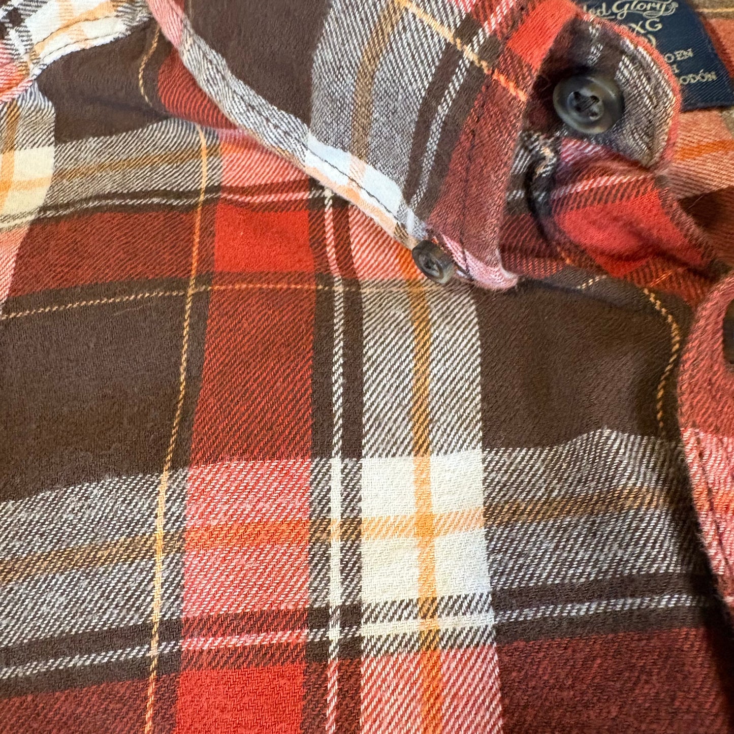 Faded Glory Men's Plaid Button Up Shirt Size 2XL Red Gray Long Sleeve Casual