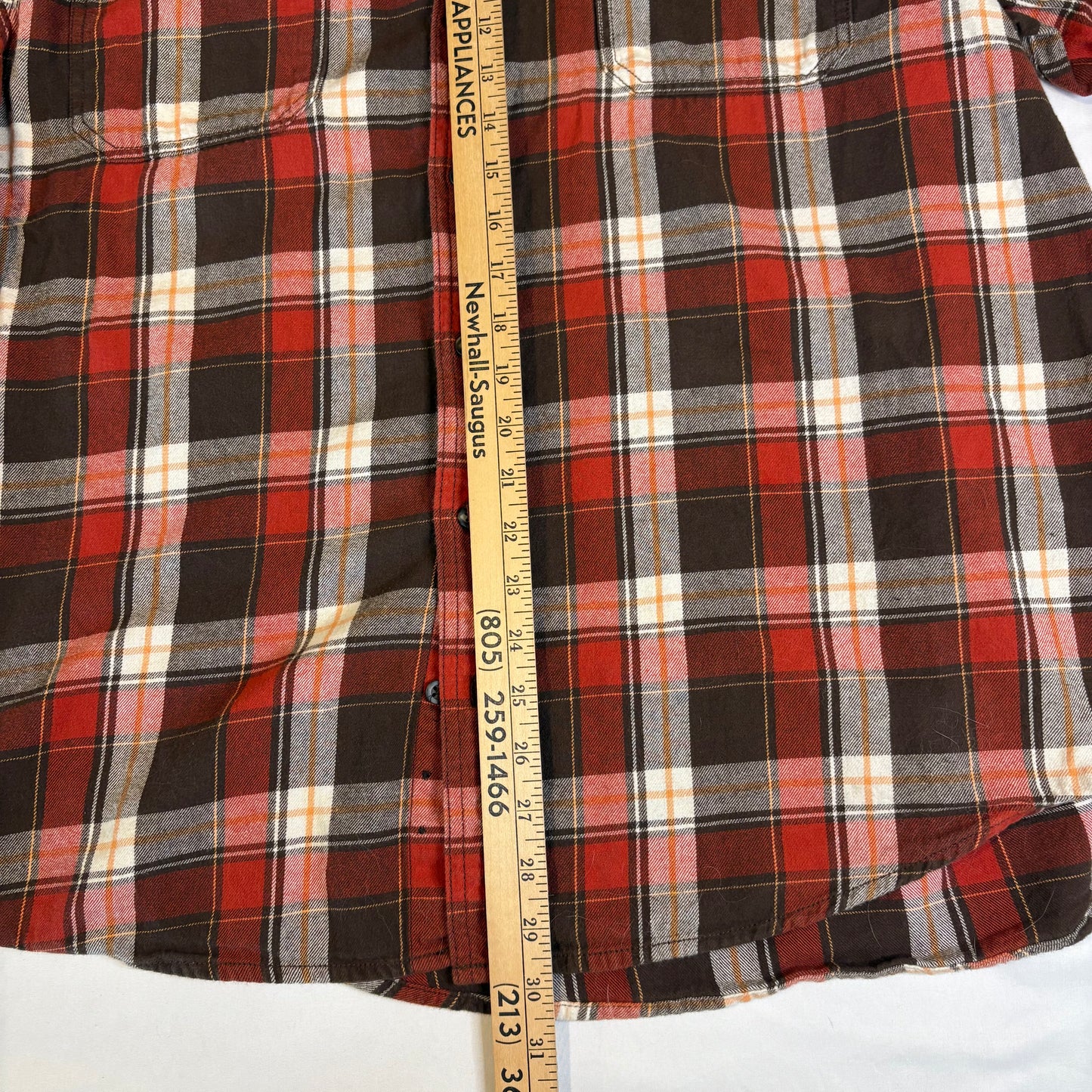 Faded Glory Men's Plaid Button Up Shirt Size 2XL Red Gray Long Sleeve Casual