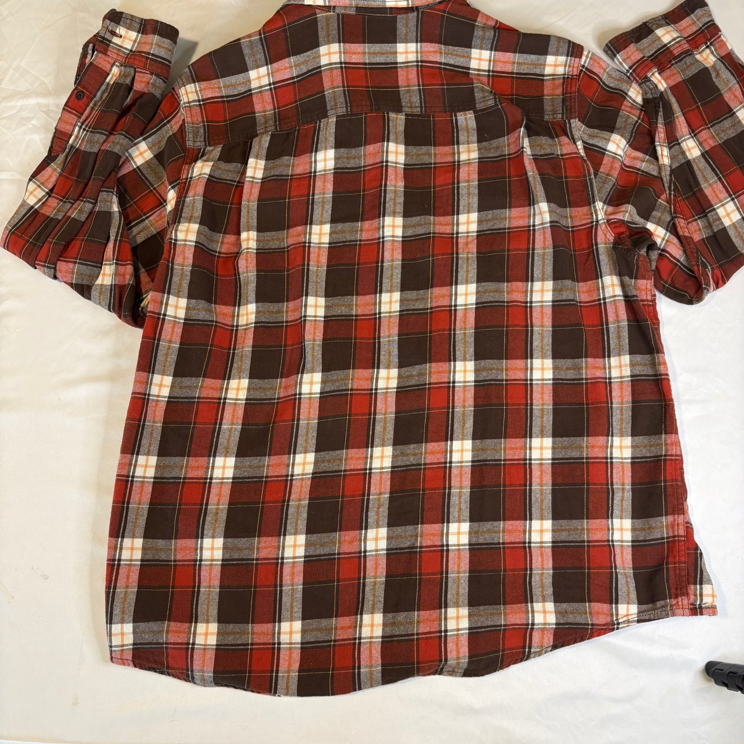 Faded Glory Men's Plaid Button Up Shirt Size 2XL Red Gray Long Sleeve Casual