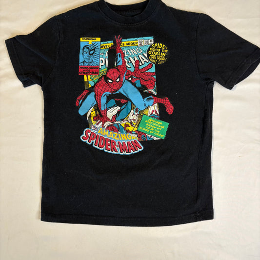 Marvel Spider-Man Kids T-Shirt Black Graphic Comic Print Size 7/8 Short Sleeve