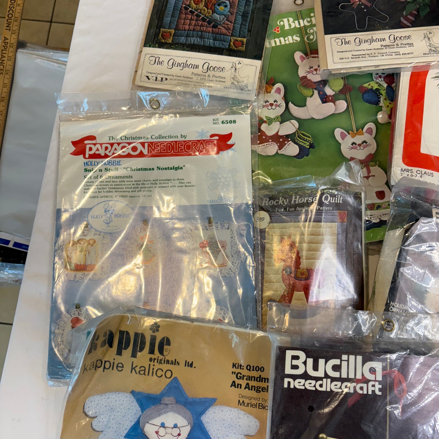 Vintage Craft Kit Lot Bucilla Kappie Paragon Jiffy Christmas Needlepoint Cross Stitch