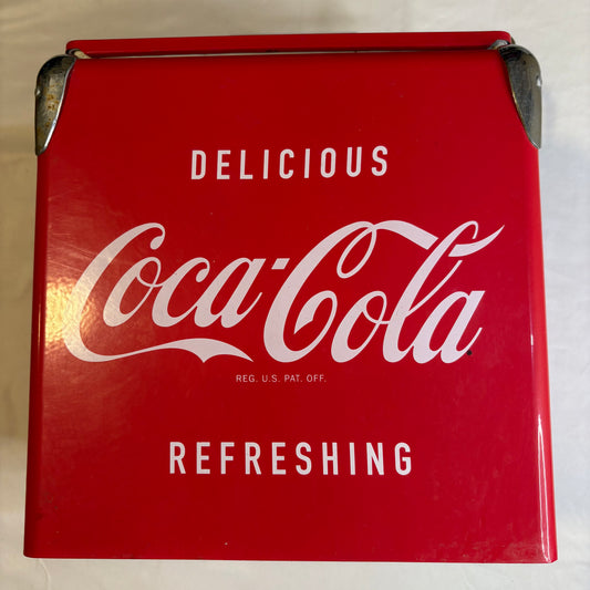 Coca-Cola Red Metal Ice Chest Cooler with Bottle Opener Retro Vintage Style