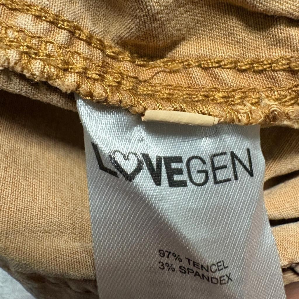 Lovegen Womens Cargo Pants Size 3/27 Brown Tencel Stretch Wide Leg Utility
