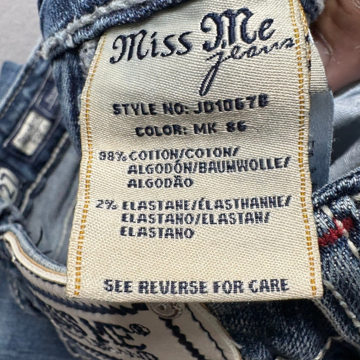 Miss Me Bootcut Jeans Womens 27 Blue Denim Embellished Stars Rhinestones JD1067B
