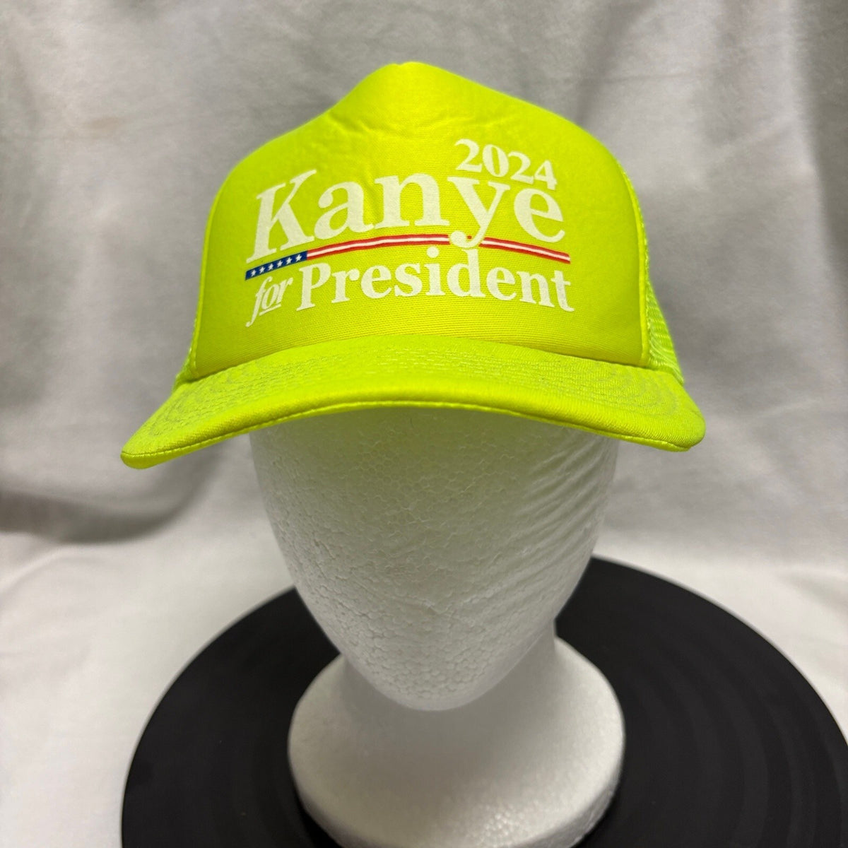 Kanye 2024 for President Trucker Hat Neon Yellow Mesh Snapback Cap Yeezy Ye