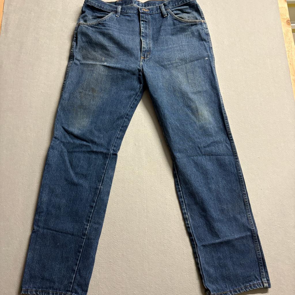 Rustler Mens Blue Denim Jeans 38x34 Straight Leg Workwear Cotton