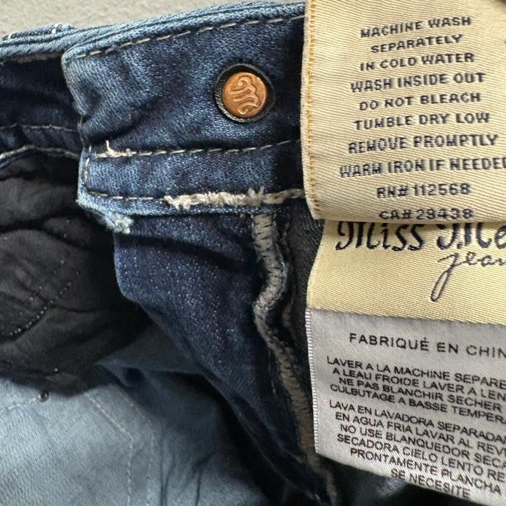 Miss Me Signature Bootcut Jeans Womens Size 30 Dark Wash Fleur De Lis