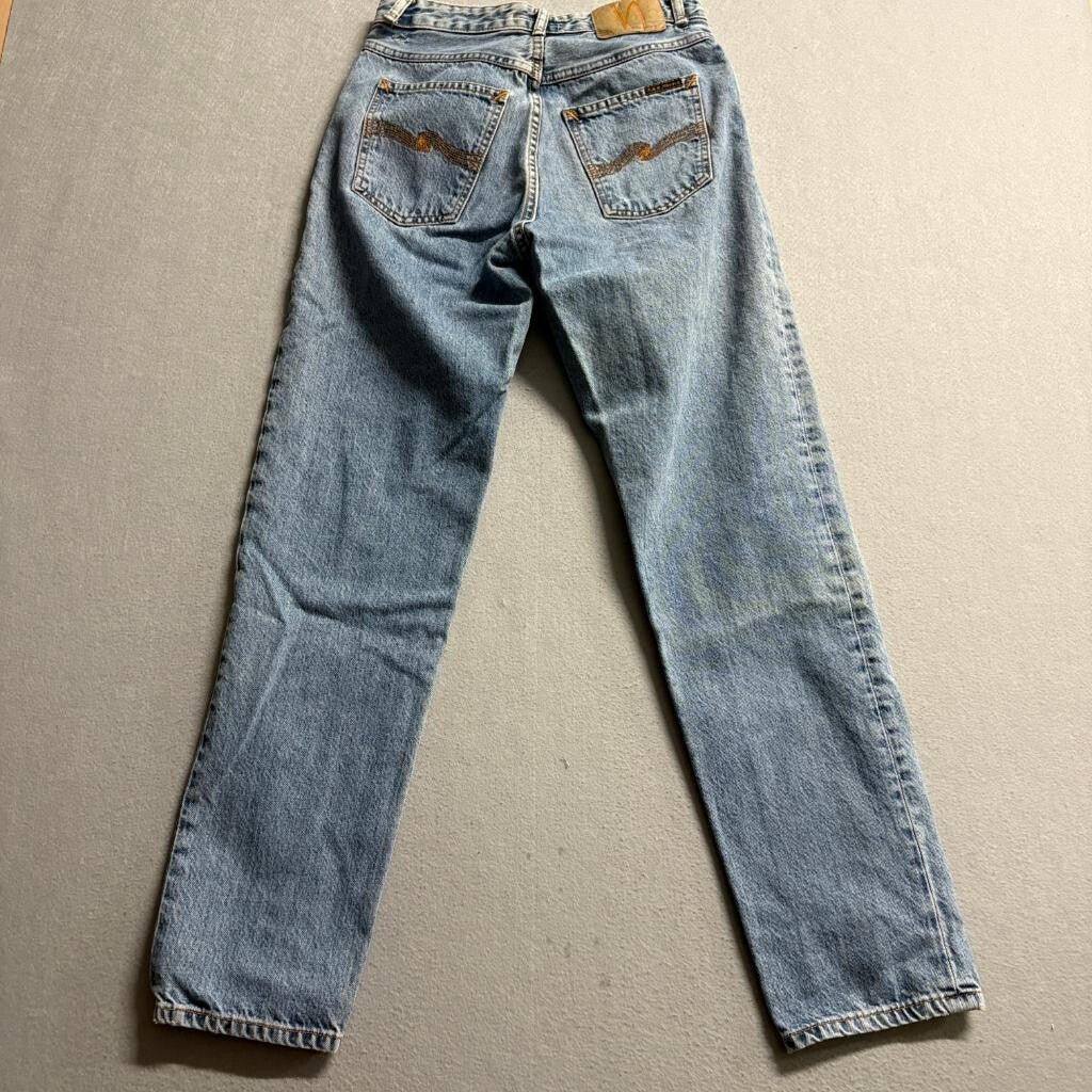Nudie Jeans Co Mens 28x30 Blue Denim 100% Organic Cotton Straight Leg Jeans