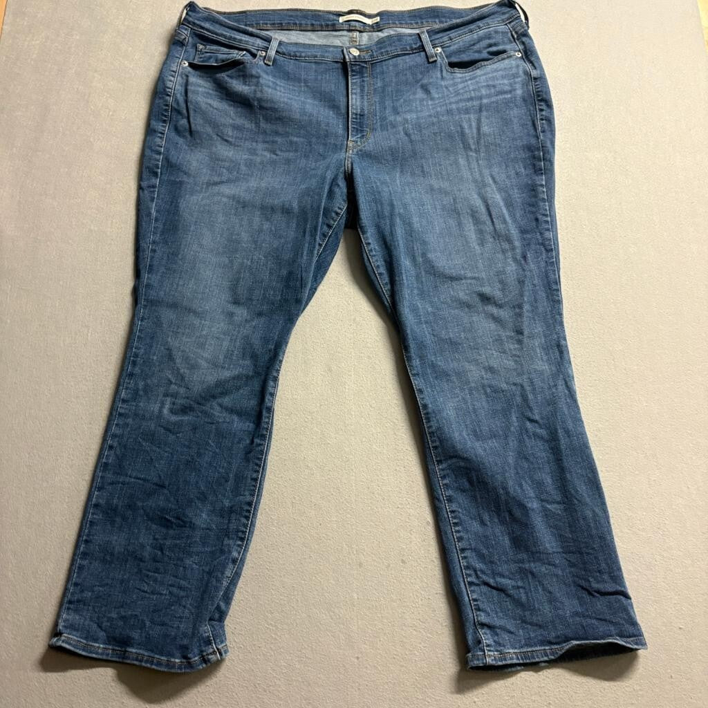 Levi's Classic Straight Jeans Womens 22W S Blue Denim Stretch Plus Size 22 Short
