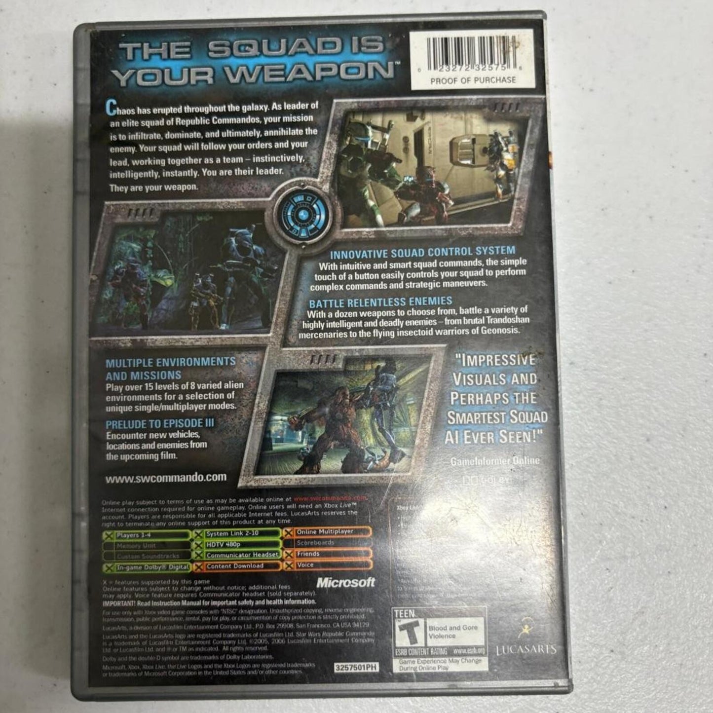 Star Wars Republic Commando Xbox Original Platinum Hits Tested Game