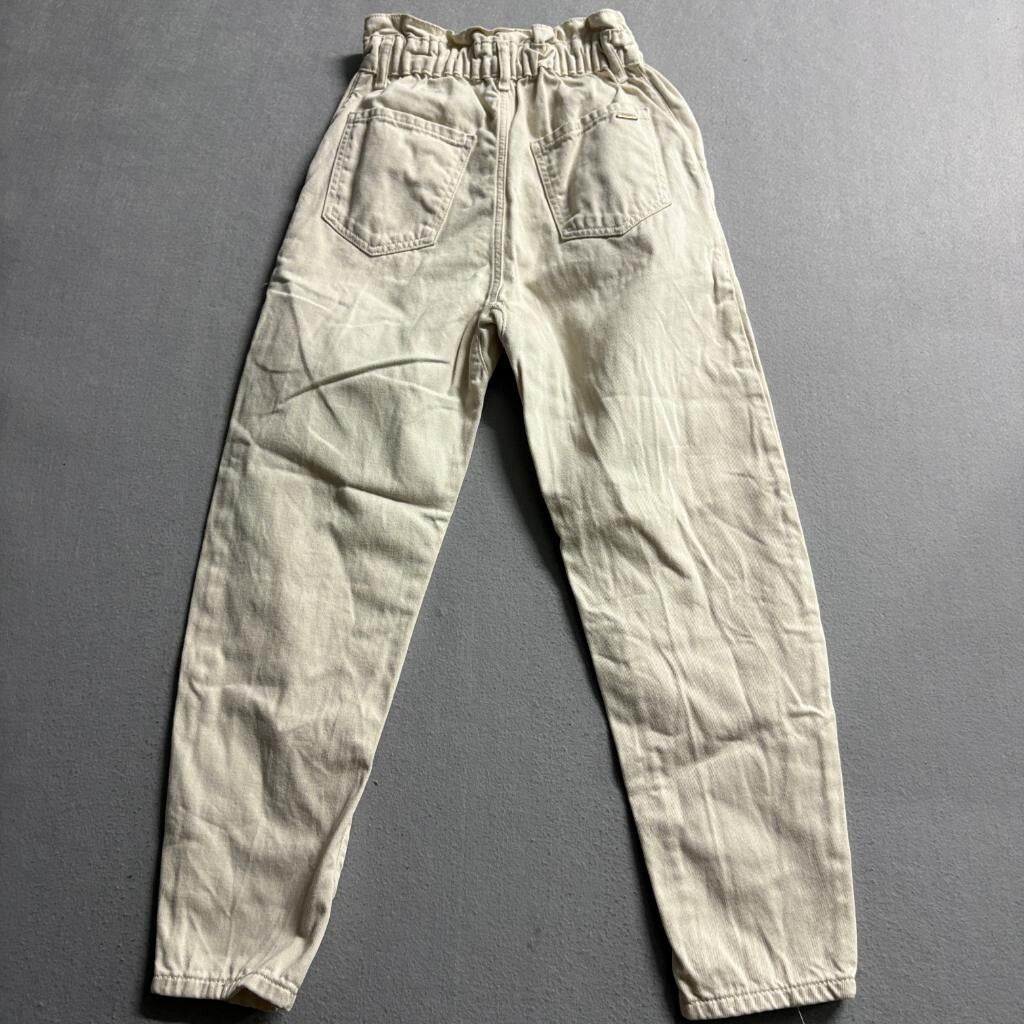 Zara Denim Collection Paperbag Jeans Womens EUR 32 USA 0 Cream Off White Cotton
