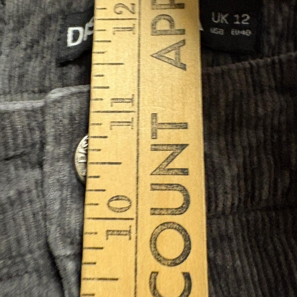 Disturbia Corduroy Carpenter Pants Womens UK 12 US 8 Gray High Rise Straight Leg