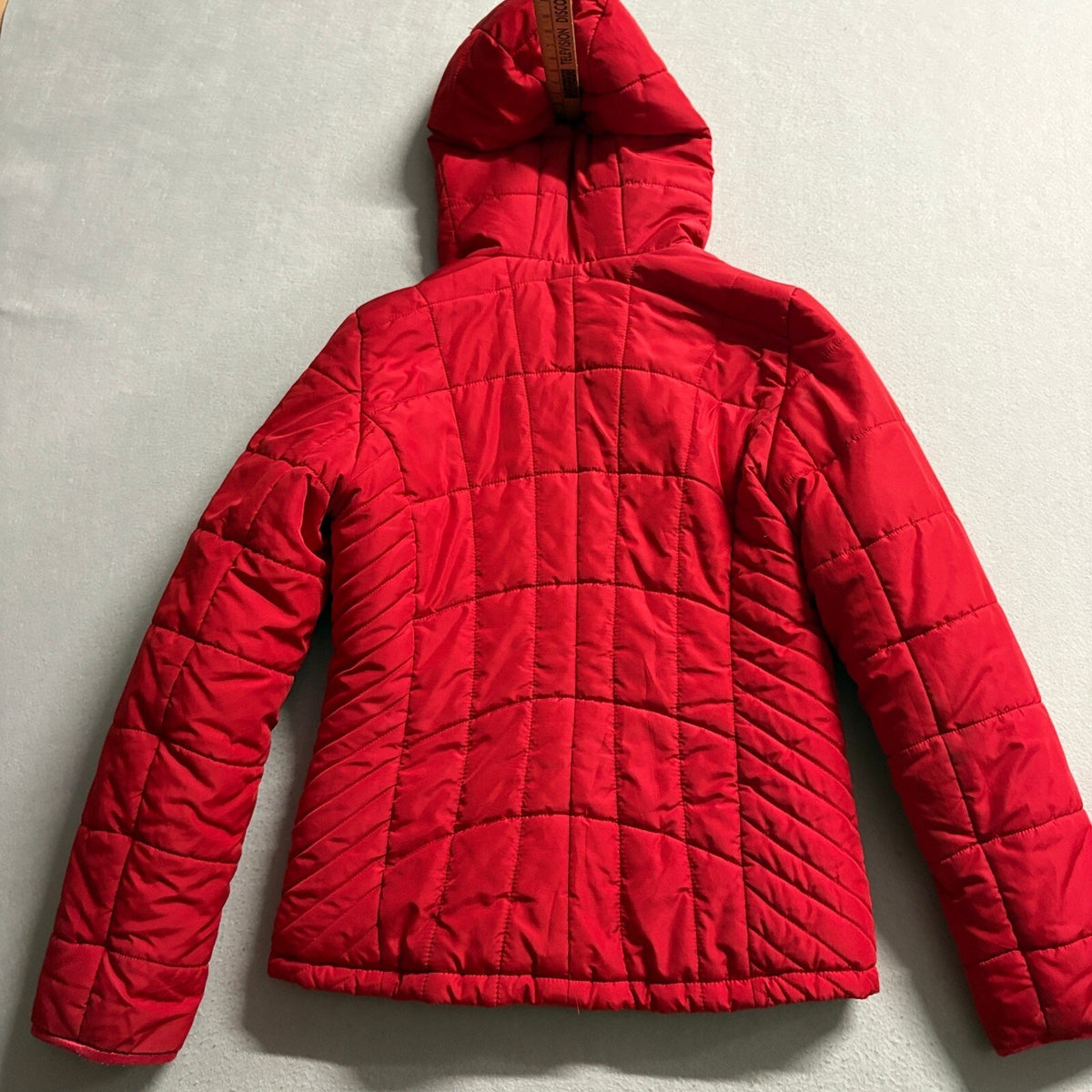Kenneth Cole New York Puffer Jacket Womens Small Red Sherpa Lined Hooded Coat