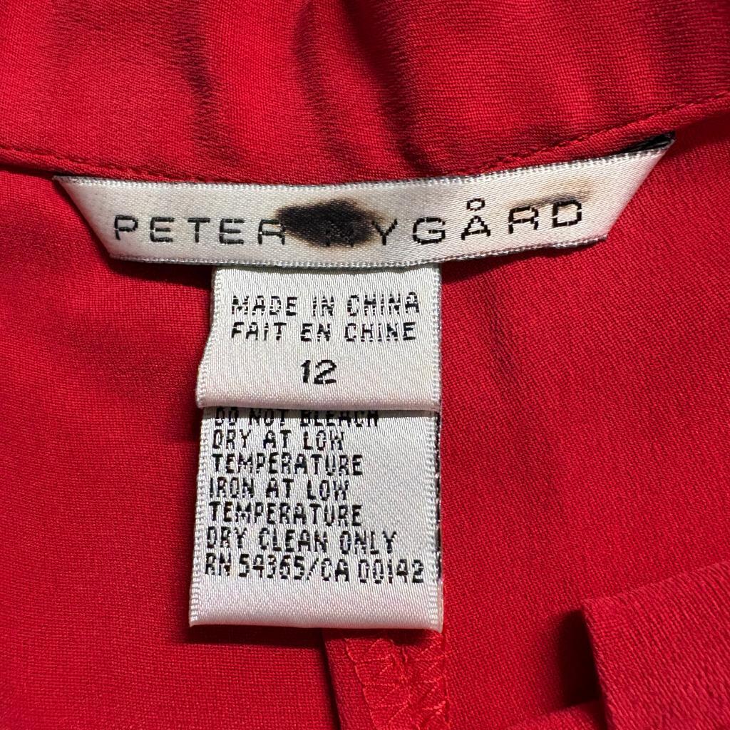 Peter Nygard Silk Pants Womens 12 Red Wide Leg Pleated High Rise Dress Trousers
