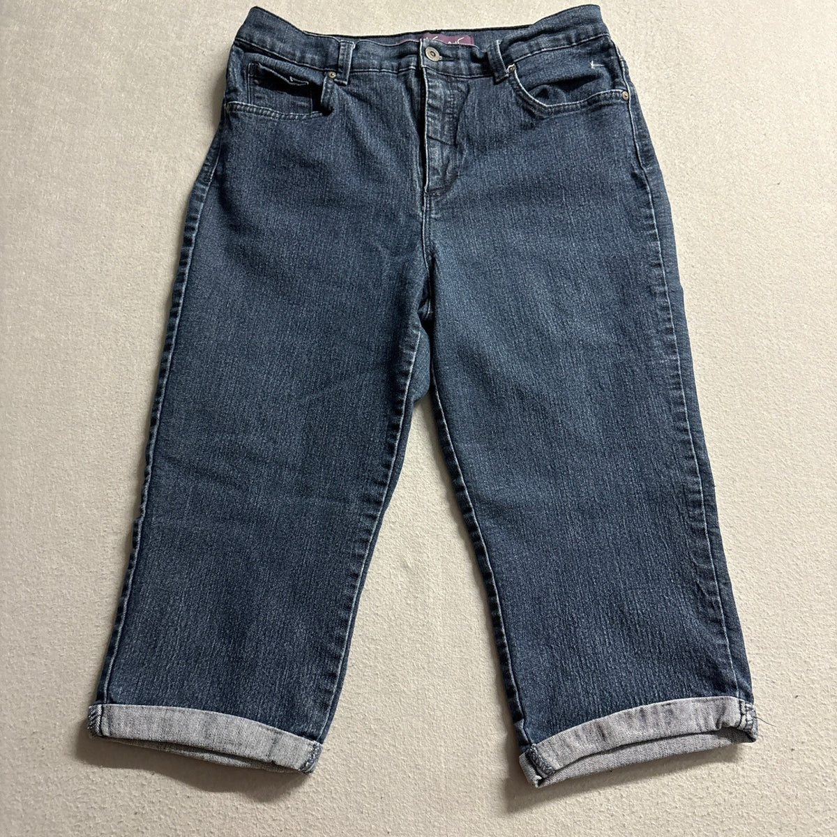 Gloria Vanderbilt Amanda Capri Jeans Womens Size 10 Dark Wash Cuffed Denim Crop