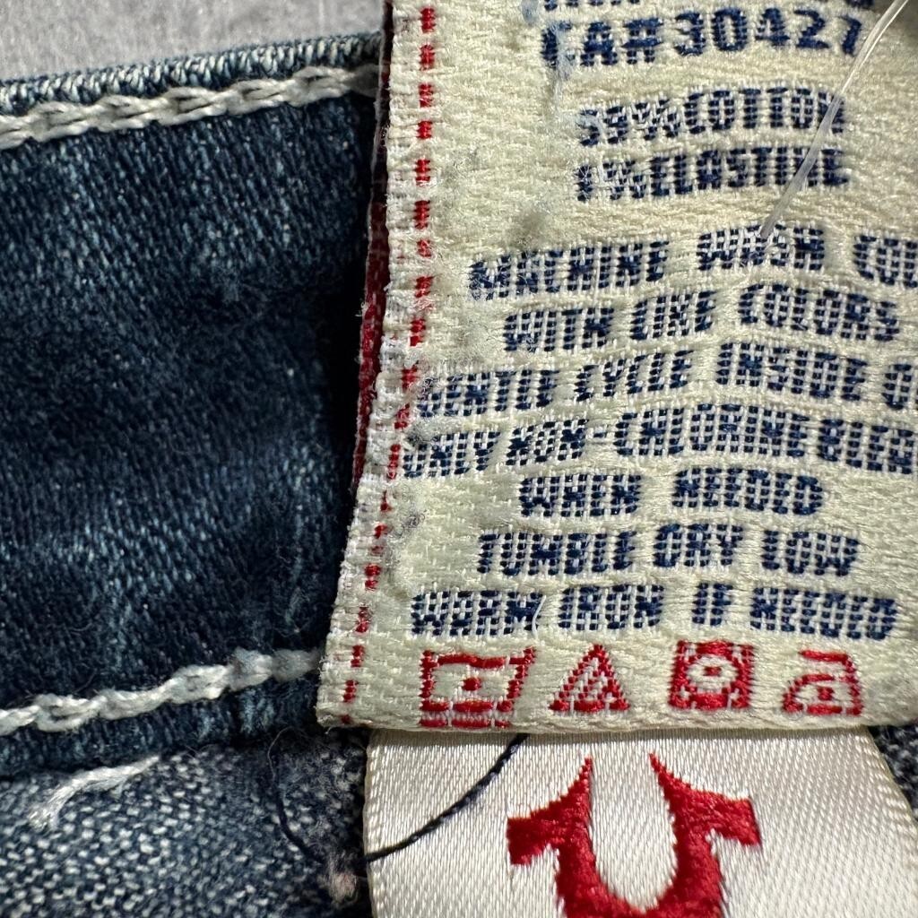 True Religion Johnny Jeans Womens 30 Blue Denim Bootcut Low Rise Thick Stitch