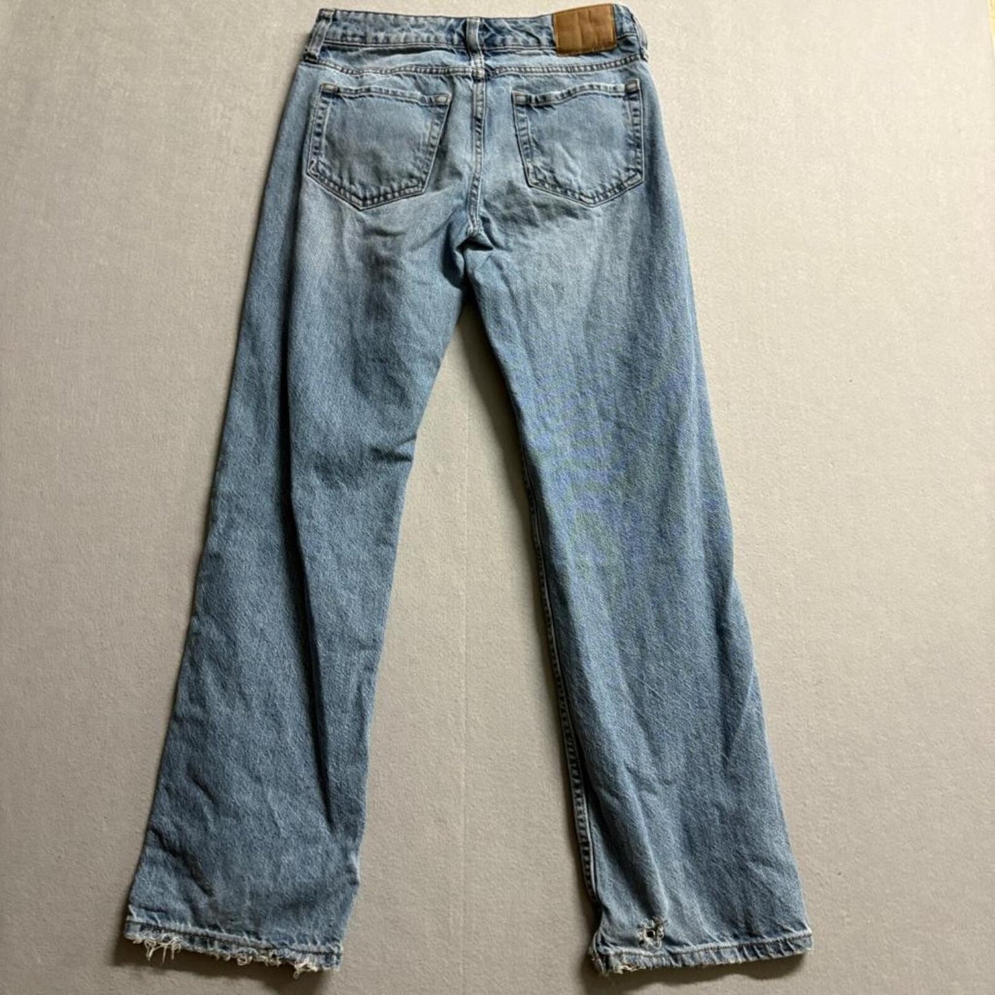 Aeropostale Low Rise 90s Baggy Jeans Womens 00 Reg Distressed Blue 100% Cotton