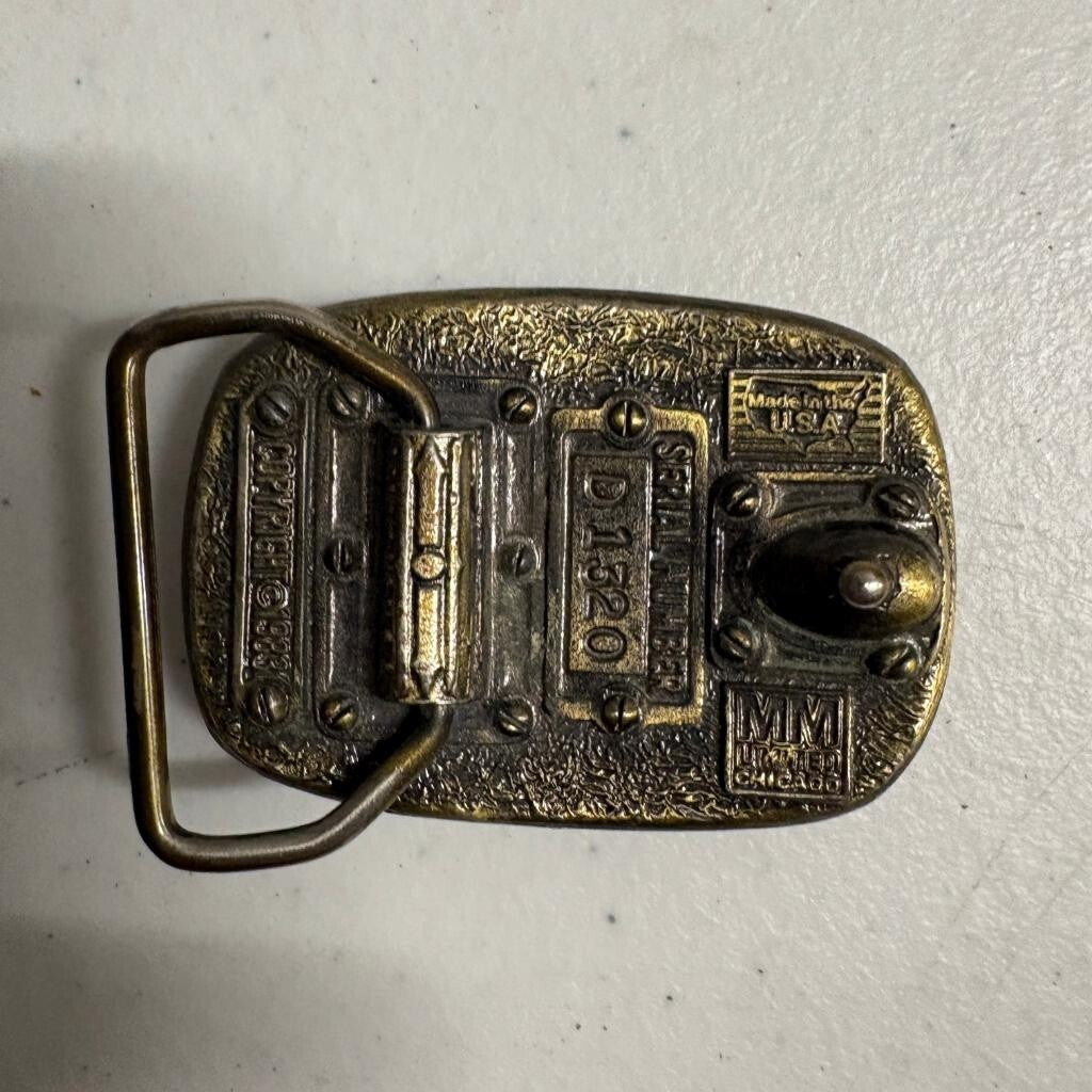 Vintage MM Limited Chicago Steam Locomotive Train Belt Buckle 1983 Brass USA